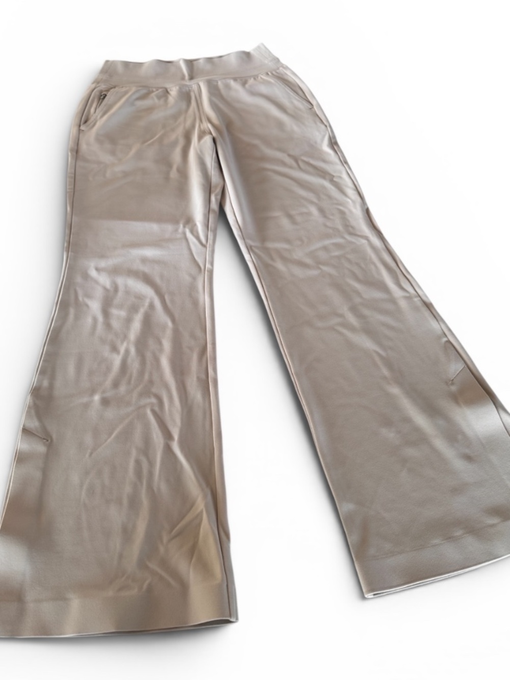 Athleta Wide Leg Pants Size Small Cream Pull On Travel Lounge Pants